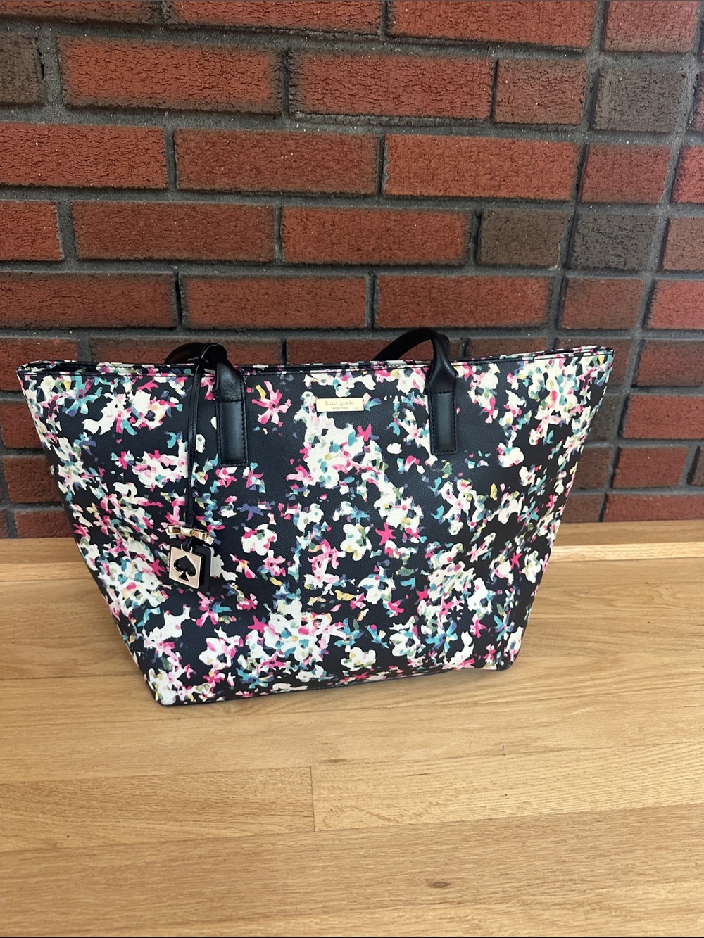 kate spade Black Multicolor Floral Confetti Tote